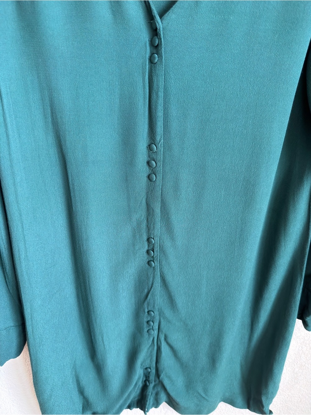 Madewell Novel Button Front Mini Dress Large Green V Neck Viscose Boho Aesthetic - Picture 5 of 13